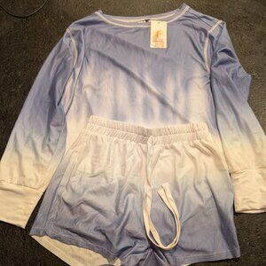 Pretty Garden Pajama Set - Ombre - Shorts & LS Top - Medium - NWT